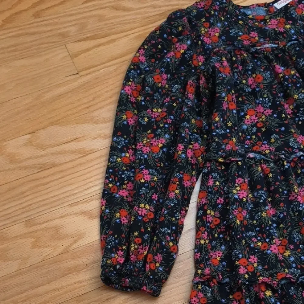 Cat & Jack Long Sleeve Boho Floral Tiered Dress Size XL 14/16 EUC